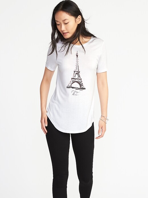 Image number 1 showing, Relaxed Curved-Hem Tee for Women