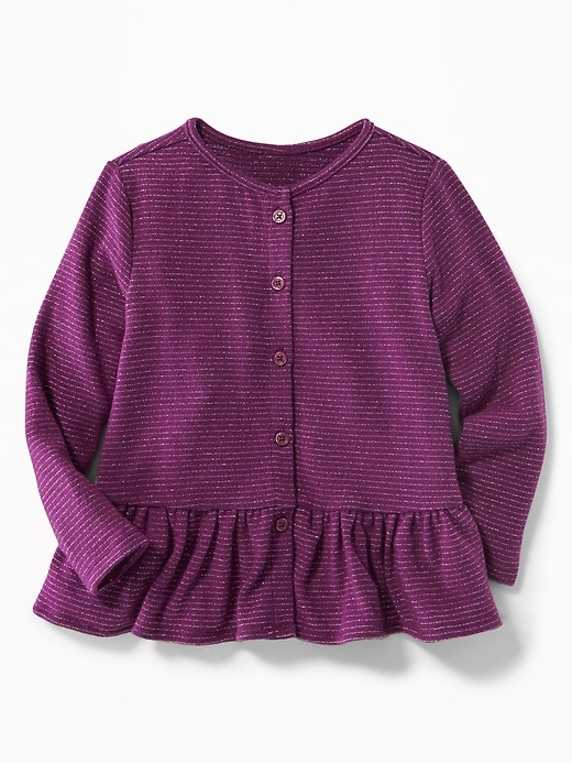 View large product image 1 of 2. Peplum-Hem Metallic-Stripe Top for Toddler Girls
