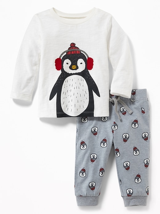 View large product image 1 of 2. Penguin Graphic Tee & Printed Joggers Set for Baby