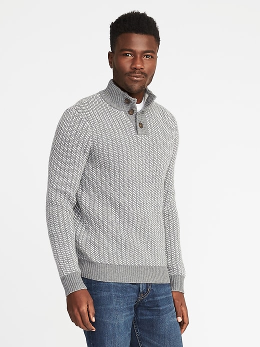 Buttoned Mock-Neck Sweater for Men | Old Navy