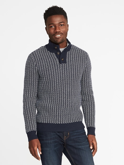 Buttoned Mock-Neck Sweater for Men | Old Navy