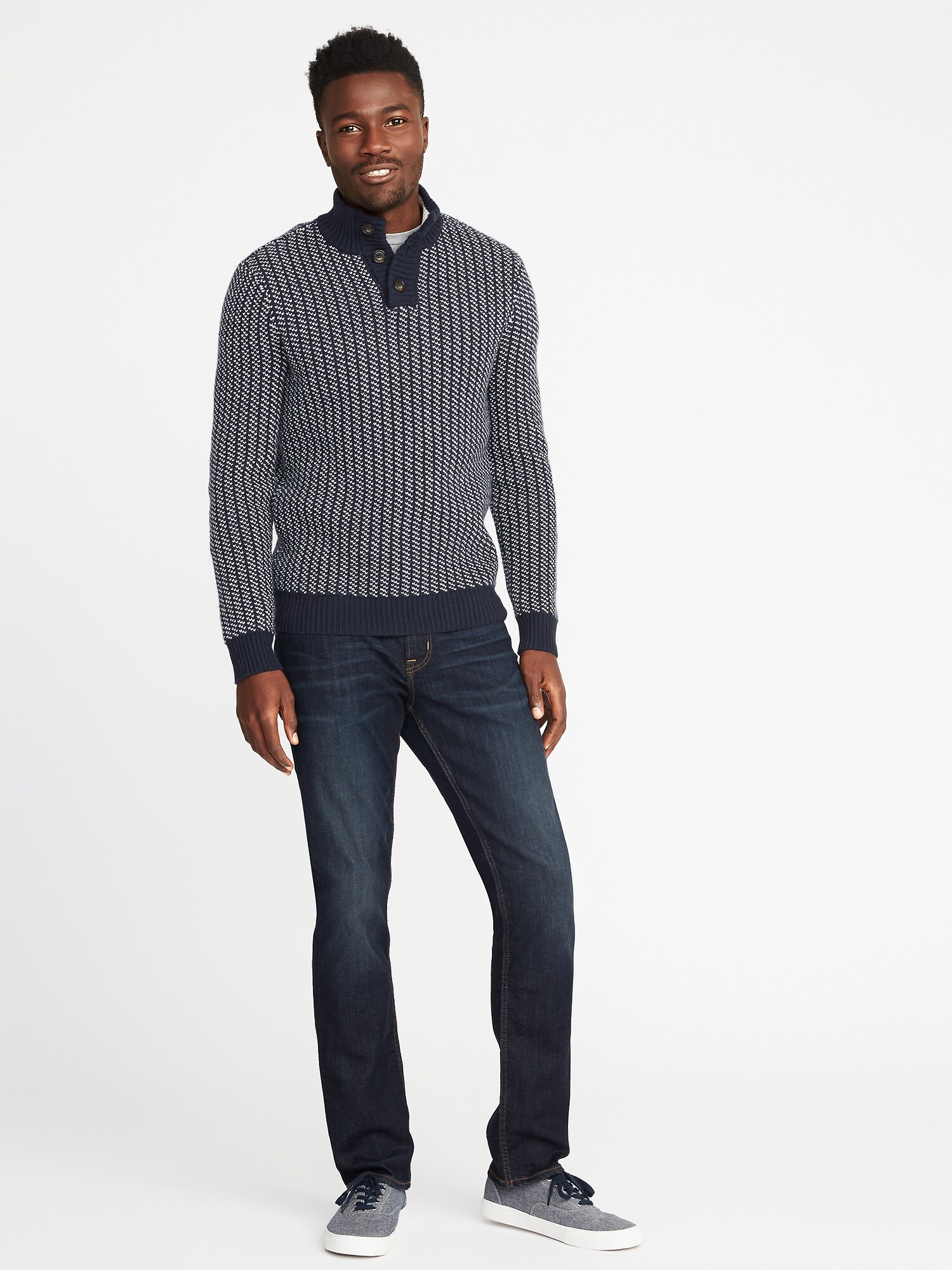 Buttoned Mock-Neck Sweater for Men | Old Navy