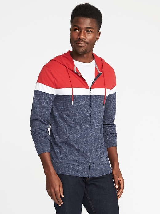Image number 1 showing, Soft-Washed Color-Block Zip Hoodie