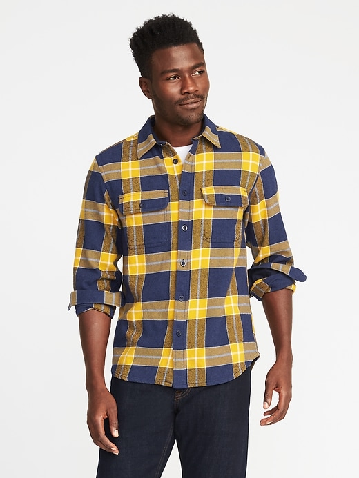 View large product image 1 of 1. Plaid Flannel Shirt Jacket for Men