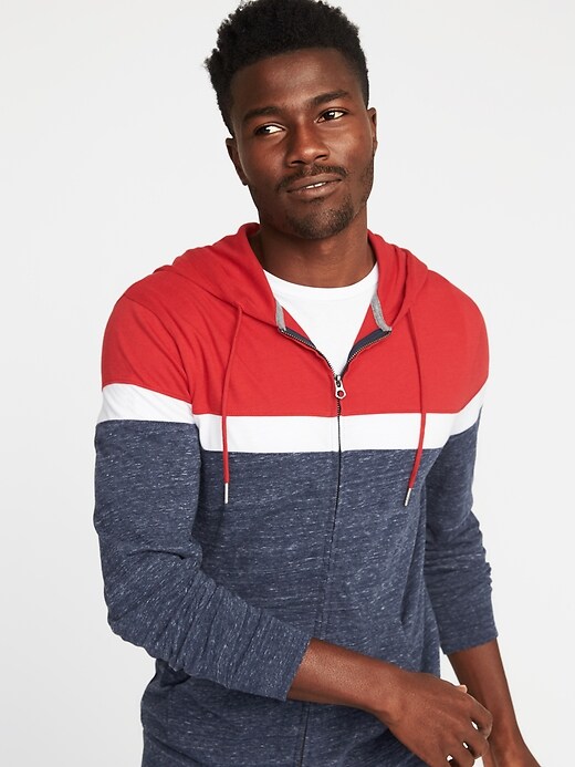 Image number 4 showing, Soft-Washed Color-Block Zip Hoodie