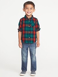 View large product image 3 of 4. Double-Weave Roll-Sleeve Shirt for Toddler Boys