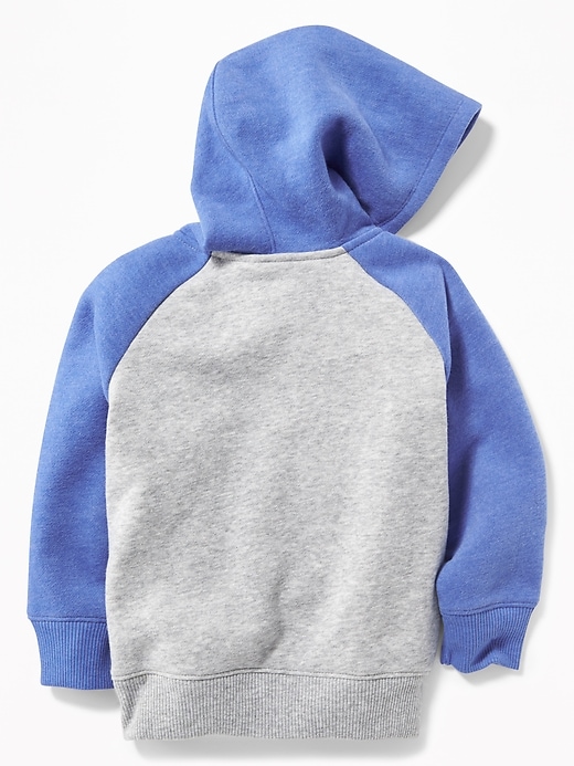 View large product image 2 of 4. Color-Blocked Raglan-Sleeve Zip Hoodie for Toddler Boys