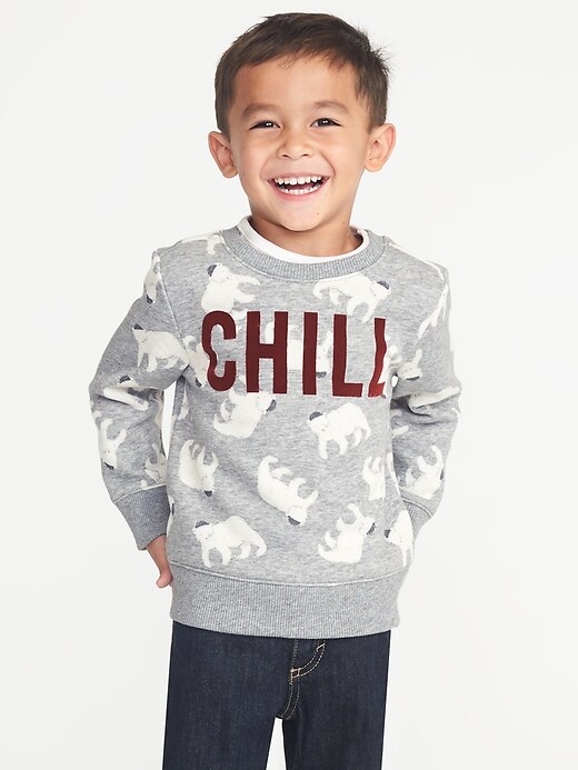 View large product image 1 of 4. "Chill" Polar Bear Graphic Sweatshirt for Toddler Boys