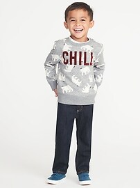 View large product image 3 of 4. "Chill" Polar Bear Graphic Sweatshirt for Toddler Boys