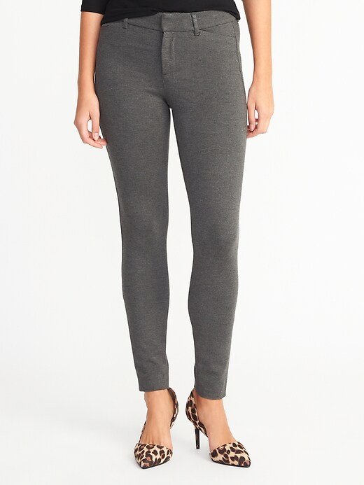 View large product image 1 of 2. Mid-Rise Built-In Sculpt Ponte-Knit Pixie Ankle Pants for Women