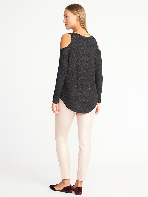 Image number 2 showing, Relaxed Plush-Knit Cold-Shoulder Top for Women