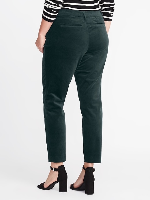Image number 2 showing, Mid-Rise Secret-Slim Pockets Plus-Size Velvet Pixie Pants