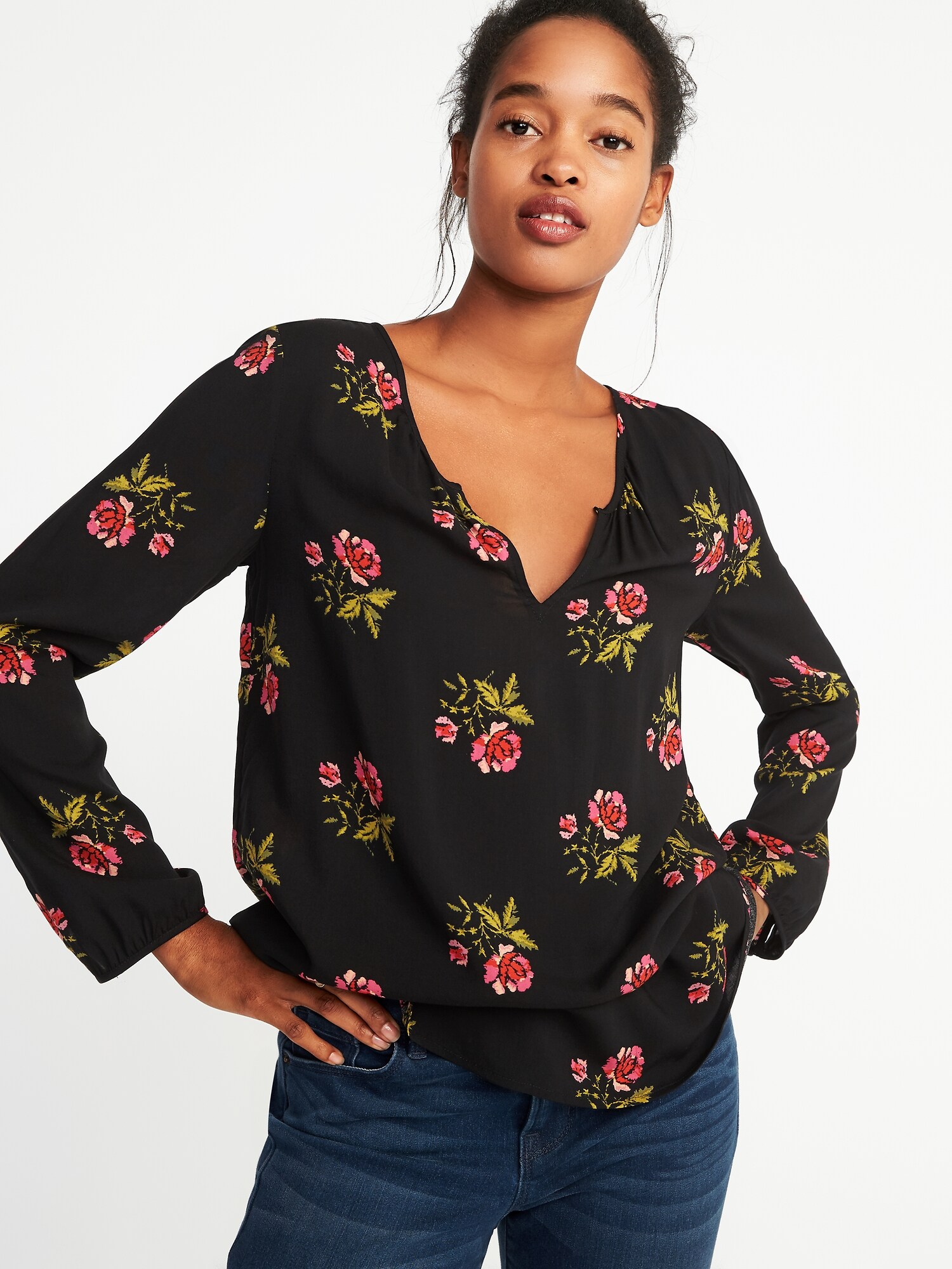 Relaxed Shirred Blouse For Women | Old Navy