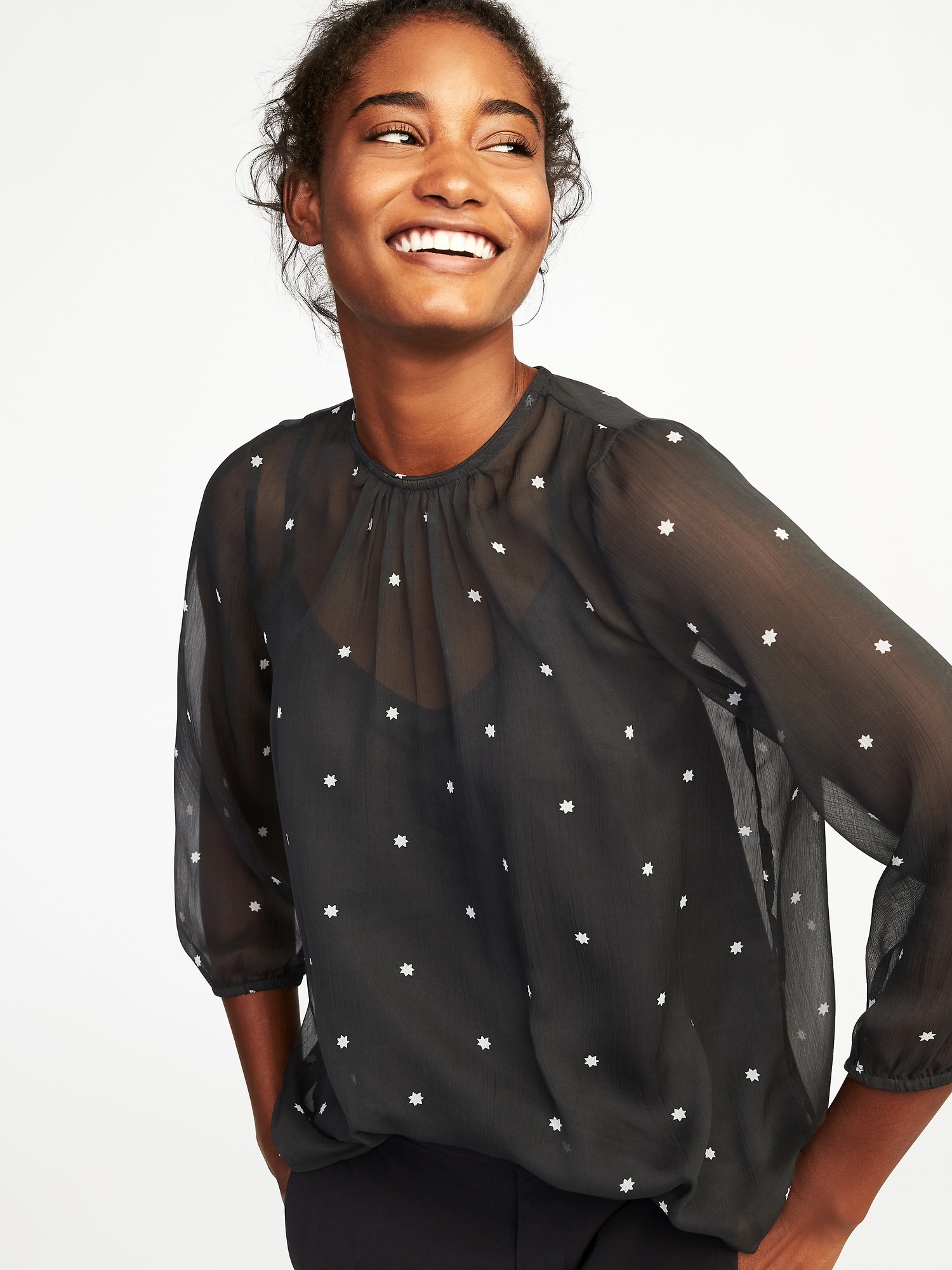 Star-Printed Chiffon Blouse for Women | Old Navy