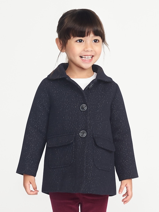 View large product image 1 of 4. Metallic Herringbone Coat for Toddler Girls