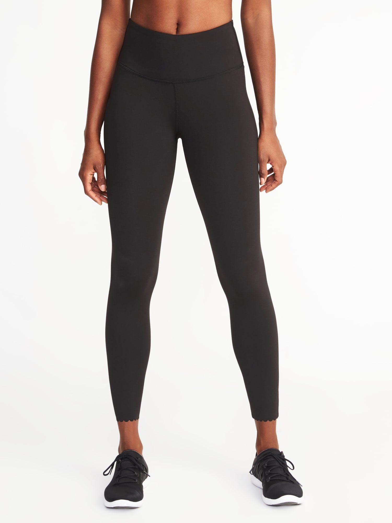 High-Rise 7/8-Length Scallop-Hem Compression Leggings for Women | Old Navy
