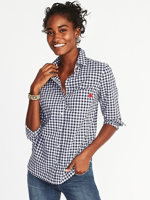 Image number 1 showing, Relaxed Classic Gingham Shirt for Women