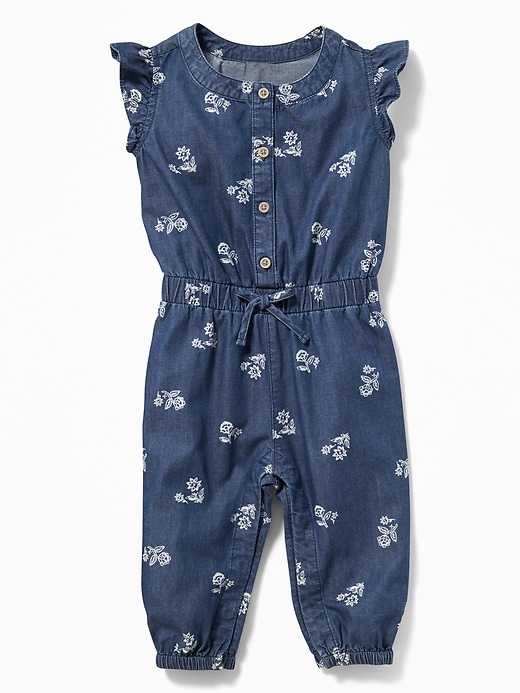 View large product image 1 of 2. Floral Chambray Jumpsuit for Baby