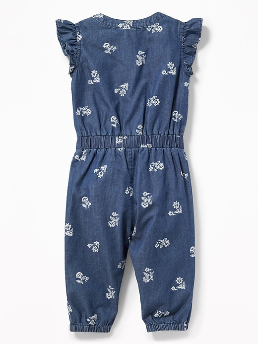 View large product image 2 of 2. Floral Chambray Jumpsuit for Baby