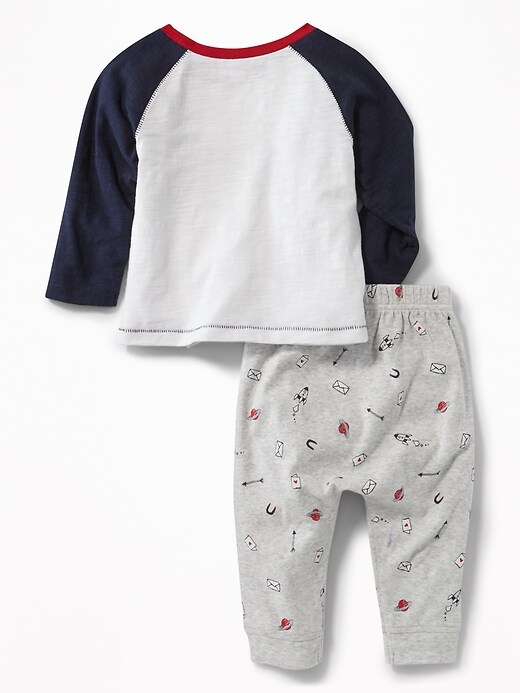 View large product image 2 of 3. Love-Letter Graphic Tee & Printed Joggers Set for Baby