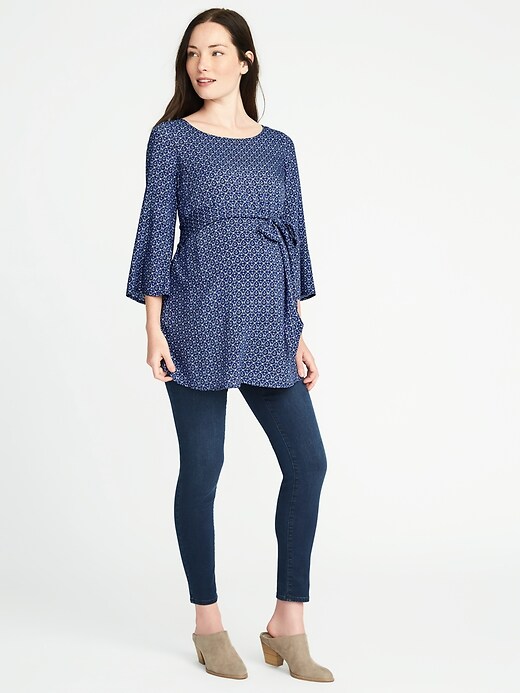 Image number 3 showing, Maternity Patterned Tie-Belt Tunic