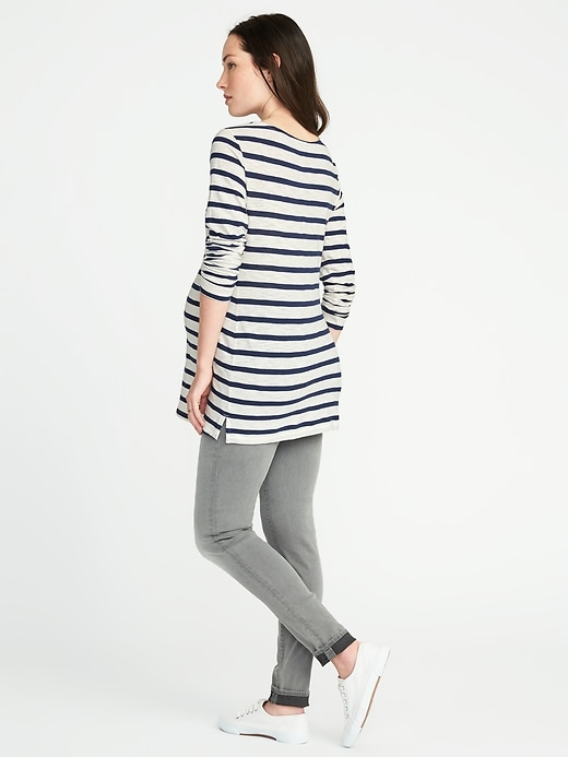 Image number 2 showing, Maternity Relaxed Striped Boat-Neck Tee