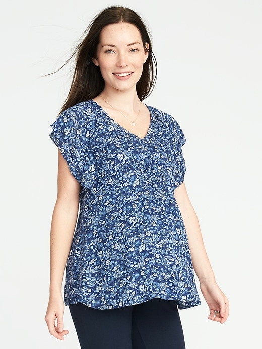 View large product image 1 of 1. Maternity Flutter-Sleeve Top