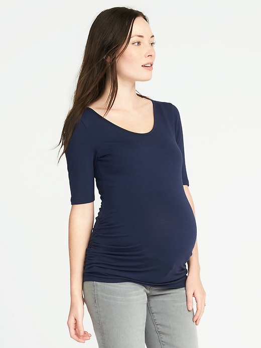 Image number 1 showing, Maternity Fitted Ballet-Neck Tee