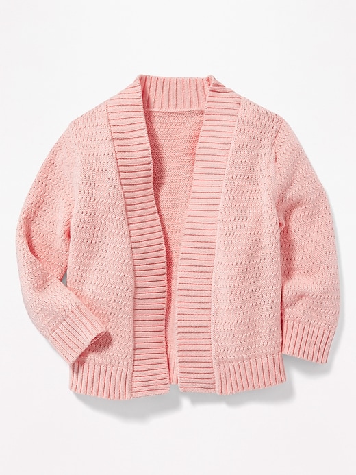 View large product image 1 of 1. Open-Front Pointelle Cardi for Toddler Girls