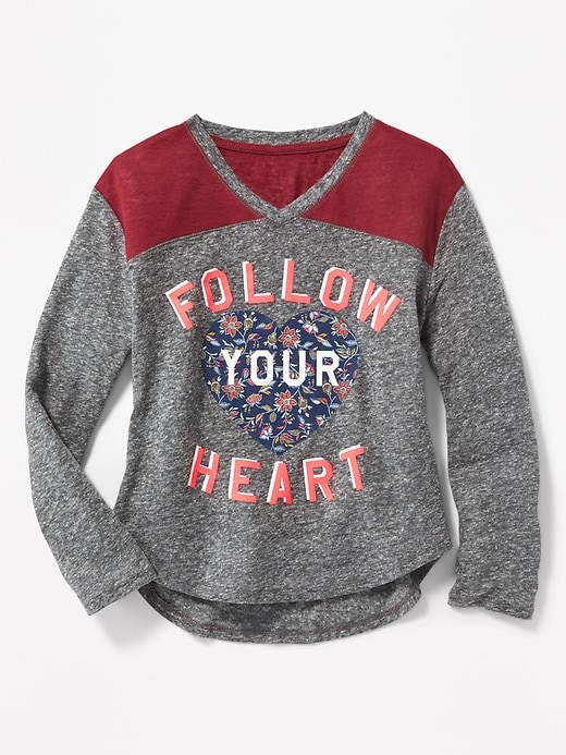 Graphic Football-Style Linen-Blend Tee for Girls | Old Navy