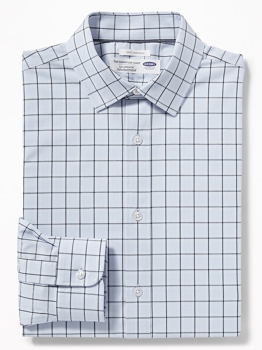 View large product image 1 of 1. Slim-Fit Built-In Flex Signature Non-Iron Dress Shirt for Men