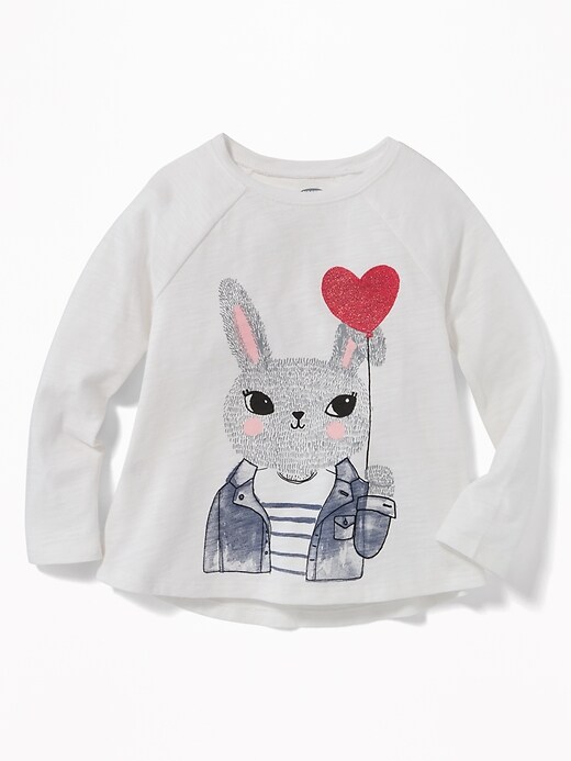 View large product image 1 of 2. Graphic Slub-Knit A-Line Tee for Toddler Girls
