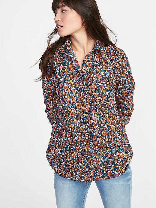 Image number 4 showing, Relaxed Classic Floral-Print Shirt for Women