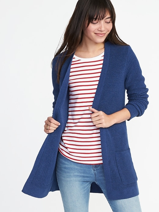 View large product image 1 of 1. Open-Front Shaker-Stitch Cardi for Women