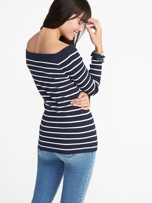 Image number 2 showing, Rib-Knit Off-the-Shoulder Sweater for Women