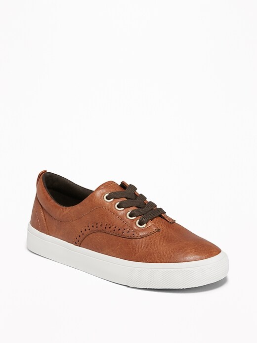 View large product image 1 of 3. Faux-Leather Brogue Sneakers for Boys