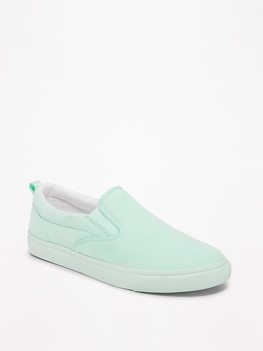 View large product image 1 of 3. Sueded Pastel-Color Slip-Ons for Girls