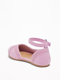 View large product image 3 of 4. Sueded Perforated Ballet Flats for Toddler Girls