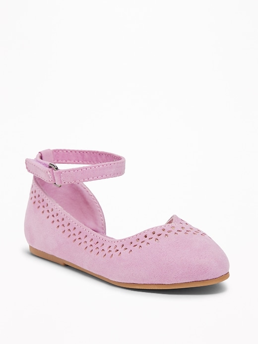 View large product image 1 of 4. Sueded Perforated Ballet Flats for Toddler Girls