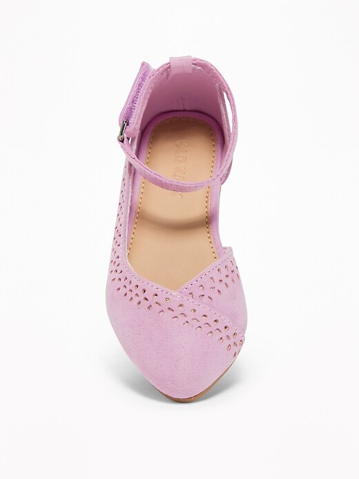 View large product image 2 of 4. Sueded Perforated Ballet Flats for Toddler Girls