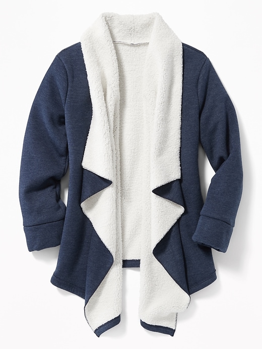 View large product image 1 of 2. Go-Warm Max Sherpa-Lined Open-Front Cardi for Girls