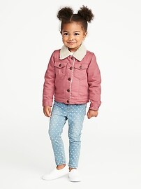 View large product image 3 of 4. Sherpa-Lined Pink Trucker Jacket for Toddler Girls