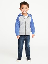 View large product image 3 of 4. Color-Blocked Raglan-Sleeve Zip Hoodie for Toddler Boys