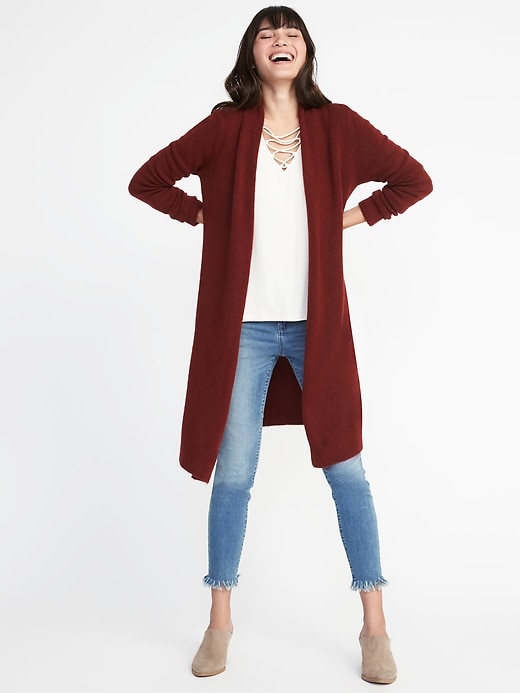 View large product image 1 of 1. Shawl-Collar Open-Front Cardi for Women