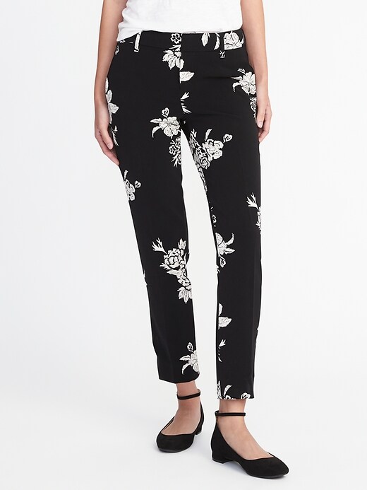View large product image 1 of 3. Mid-Rise Printed Harper Ankle Pants for Women