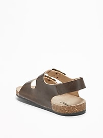 View large product image 3 of 4. Faux-Leather Buckled-Strap Sandals for Baby