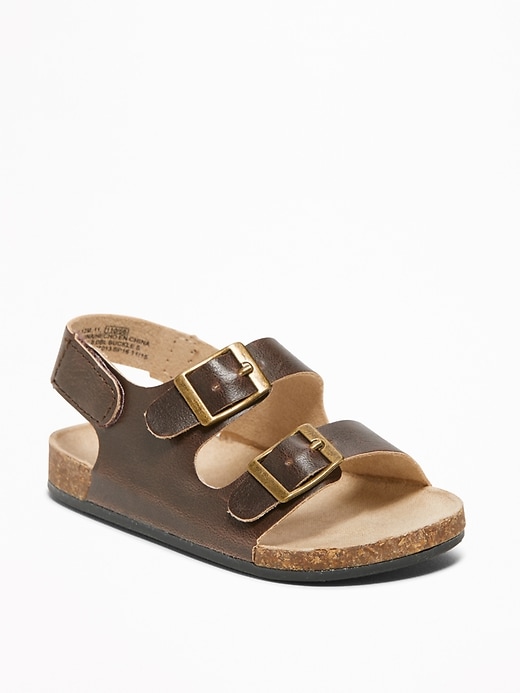 View large product image 1 of 4. Faux-Leather Buckled-Strap Sandals for Baby