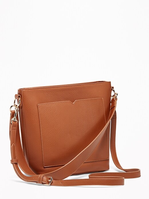 Faux-Leather Bucket Shoulder Bag