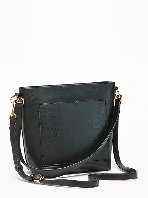 View large product image 1 of 2. Faux-Leather Bucket Bag for Women