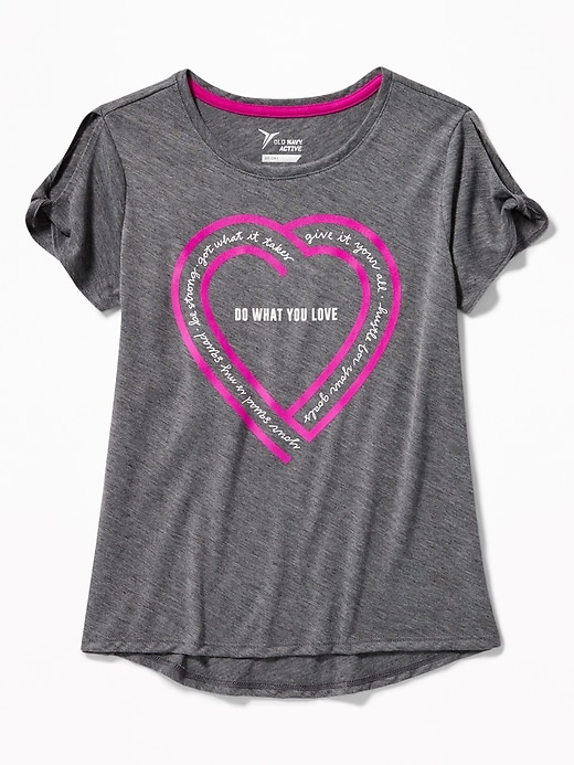 View large product image 1 of 1. Relaxed Go-Dry Graphic Tee for Girls